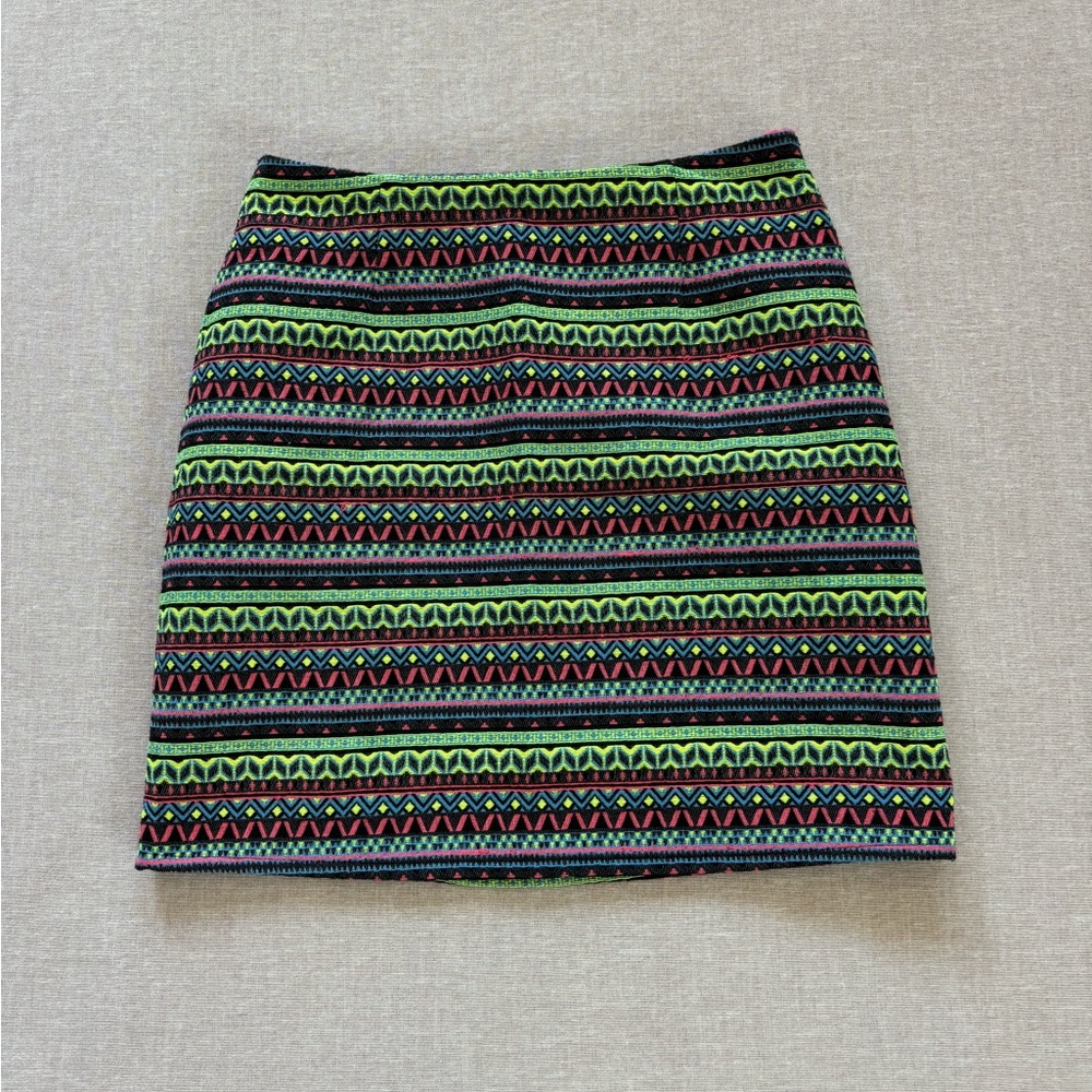Anthropologie neon patterned mini skirt.